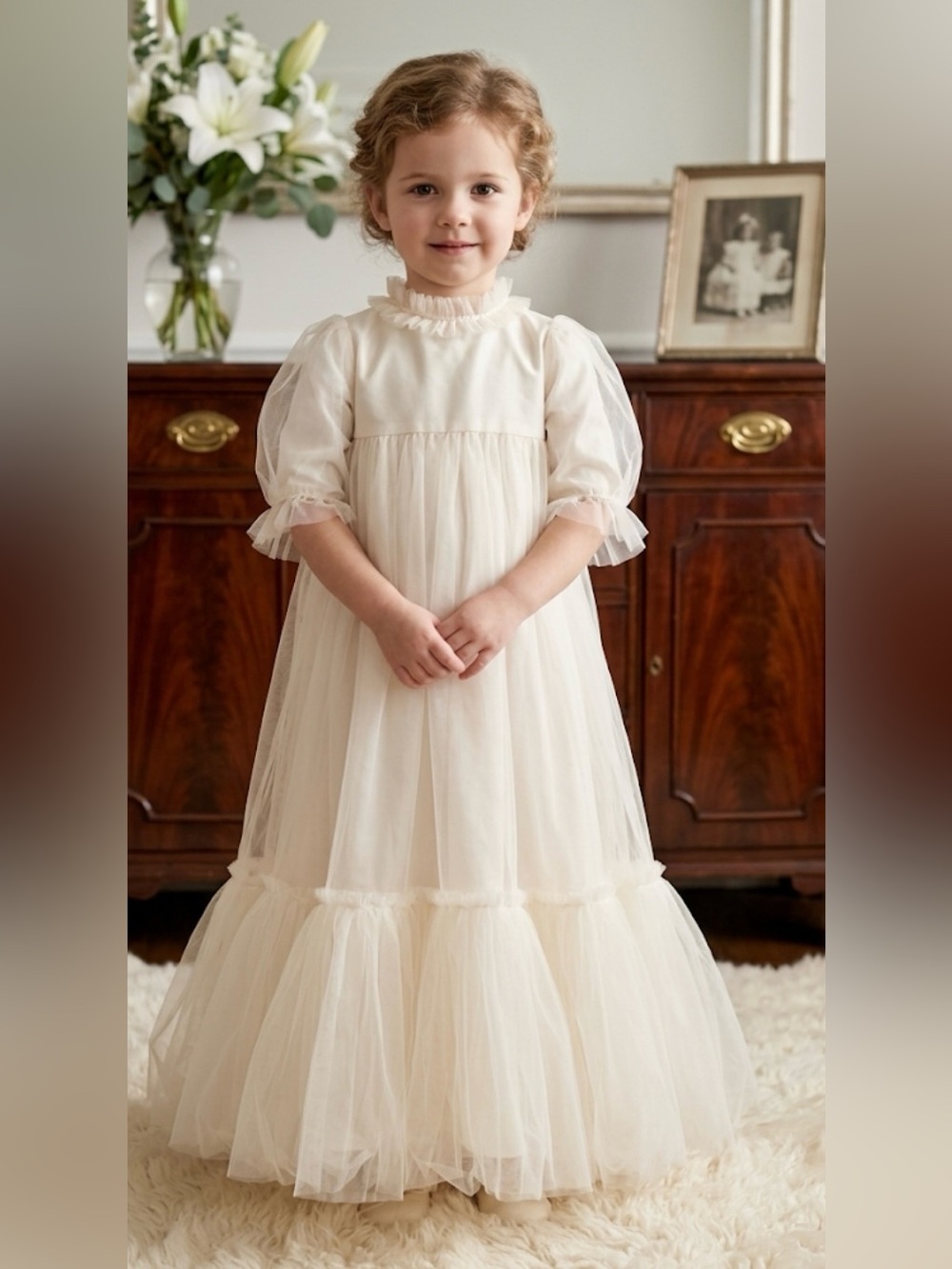 NWT Reimagined Gowns Cream LIA Dress Tulle Flower Girl Formal Wedding Size 10
